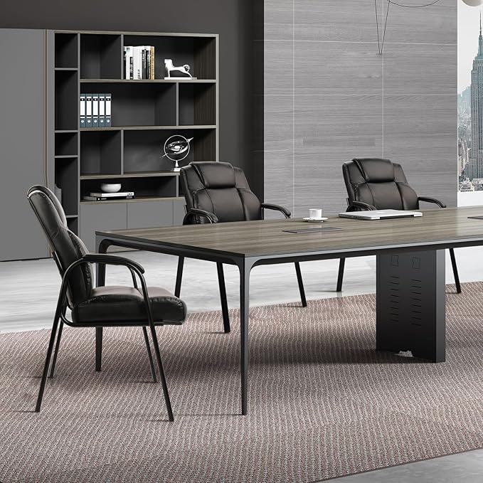 CLATINA Big & Tall 500 lb. Guest Chair, Leather Reception Chairs with Padded Arm Rest for Waiting Room Office Home and Meeting Conference-Black, 2 Pack