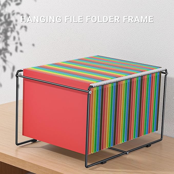 Hanging File Folder Frame Letter Size,10" H,Height Dot Not Fit All Filing Cabinet Drawer,Desk Hanging File Folders Organizer Holder,Metal,Black
