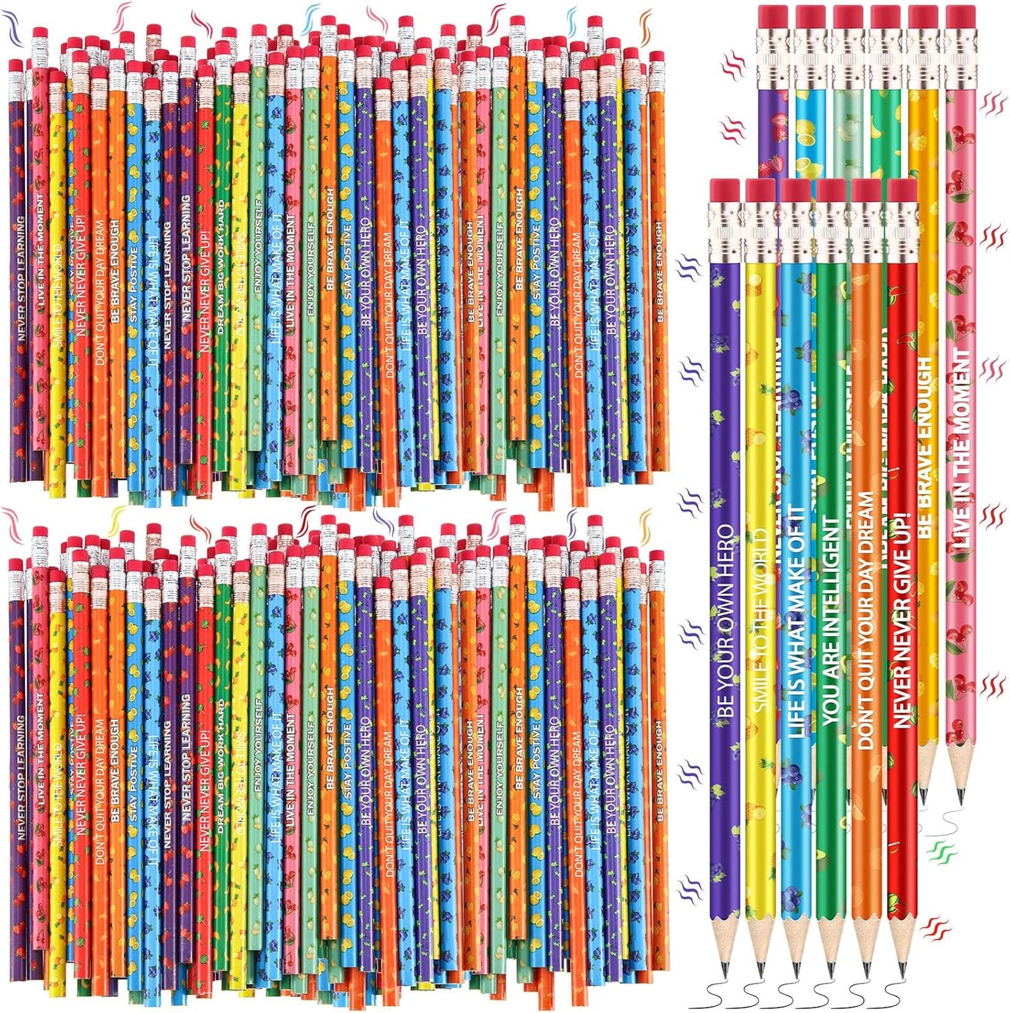 240 Pcs Scented Pencils Bulk for Kids Inspirational Motivational Cute Fun Fruit Wood Smelly Graphite Pencils with Erasers for School Classroom Office Students Girls Boys Gifts Supplies