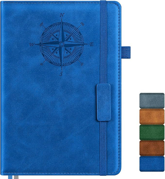 Notebook Journal for Women Men: Leather Journal for Writing, Hardcover College Ruled Journals Notebooks with Thick Paper, Large A5 Daily Journal for Travel, Diary, Gifts for Teens, 5.7"×8.5", Blue