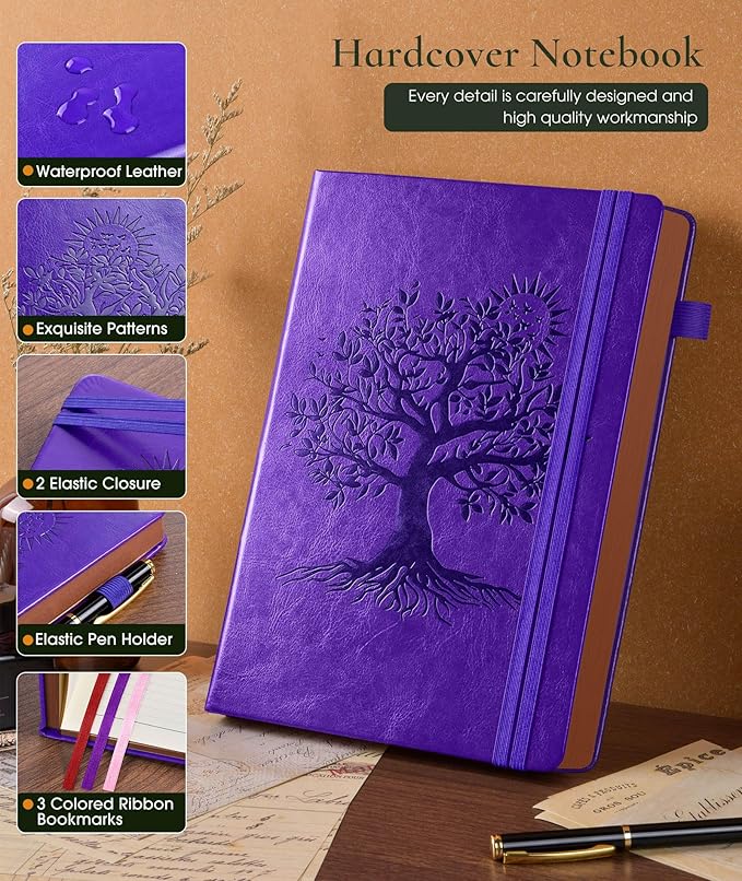 Vintage Leather Journal with 300 Numbered Pages,A4 Lined Journal for Men Women,Daily Journals for Writing,College Ruled Notebook for Work,School,Note taking,Travel Diary,Large (8.5" X 11.3")