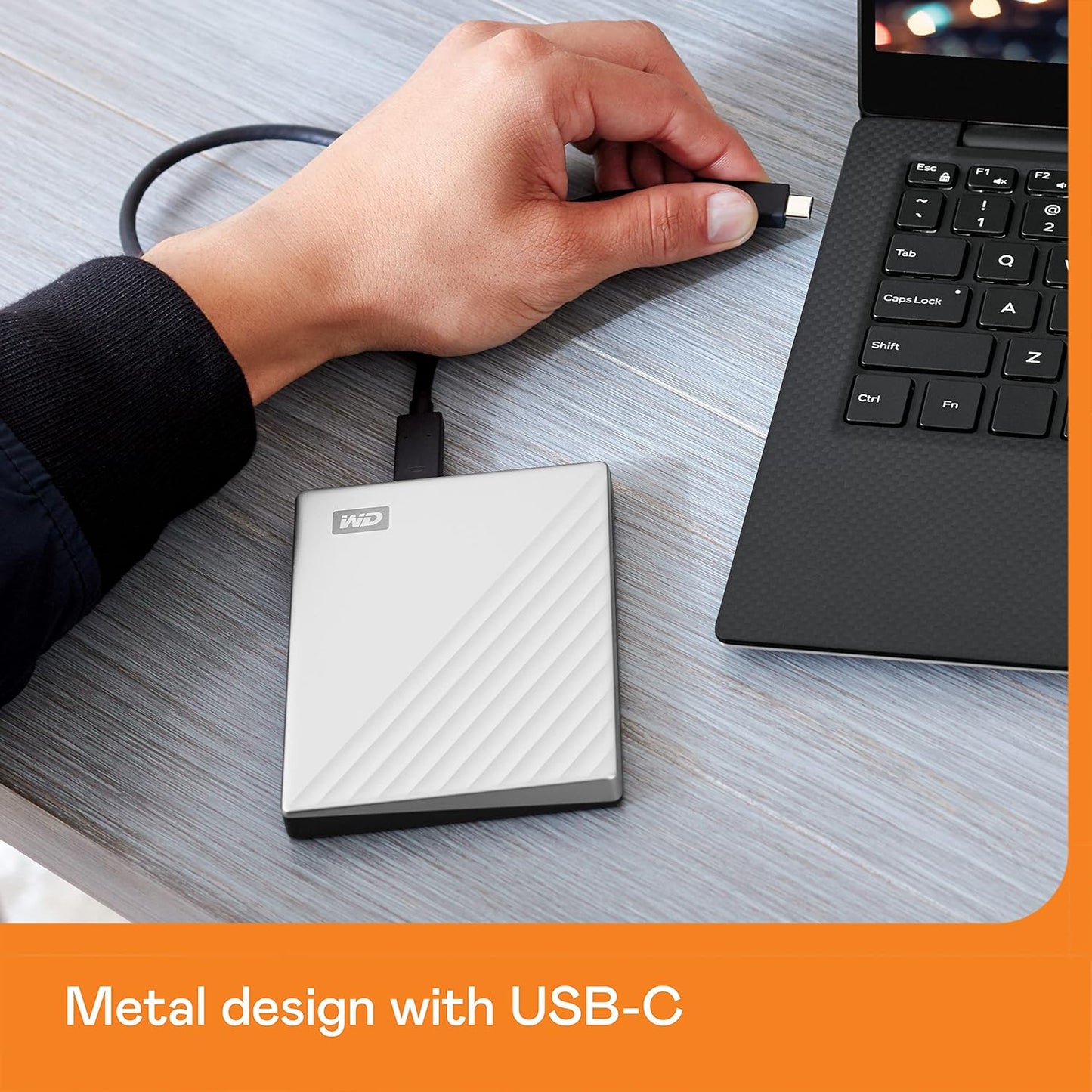 WD 2TB My Passport Ultra, Silver, Portable External Hard Drive, backup software with defense against ransomware, and password protection, USB-C and USB 3.1 - WDBC3C0020BSL-WESN
