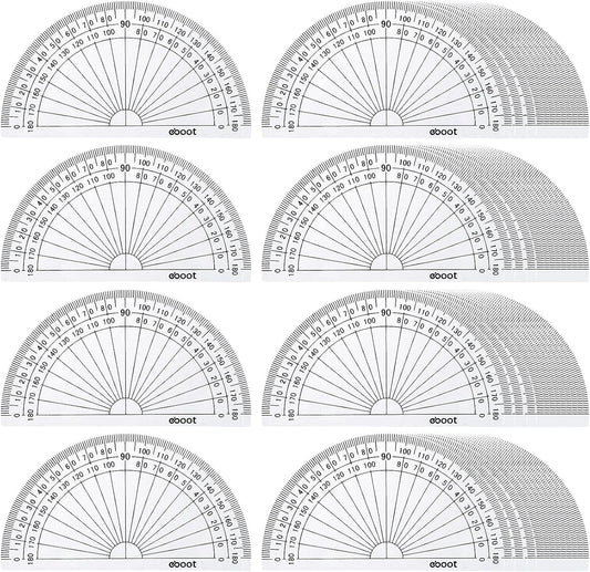 EBOOT 100 Pcs Math Protractors Plastic Protractor 180 Degrees, 4 Inches (Clear)