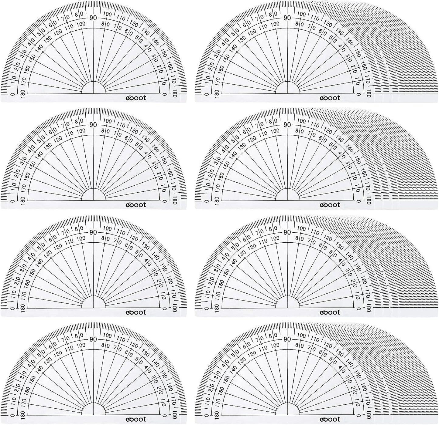EBOOT 25 Pcs Math Protractors Plastic Protractor 180 Degrees, 4 Inches (Clear)