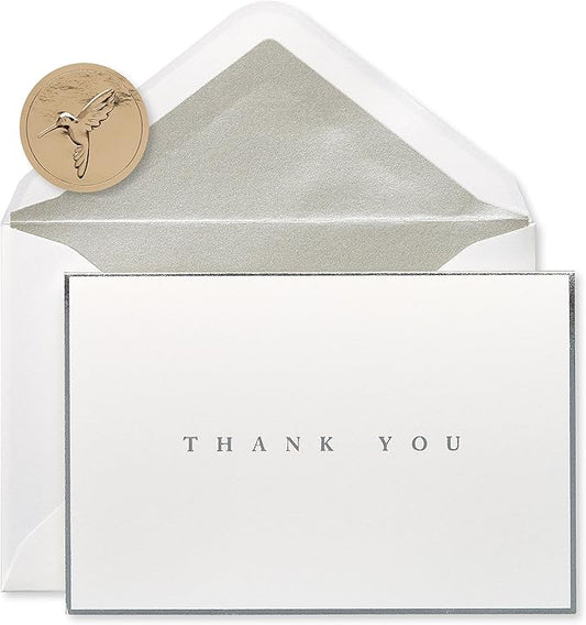 Papyrus Thank You Cards with Envelopes, Silver Border (16-Count)
