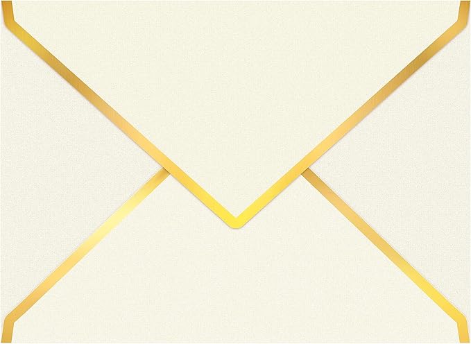 60 Pack Gold Envelopes 5x7 Bulk Beige, 250G Pearled Cardstock A7 Envelopes for Invitations Business Mailing Envelope with Gold Foil Border, A6 4x6 Envelopes for Wedding Baby Shower Cards