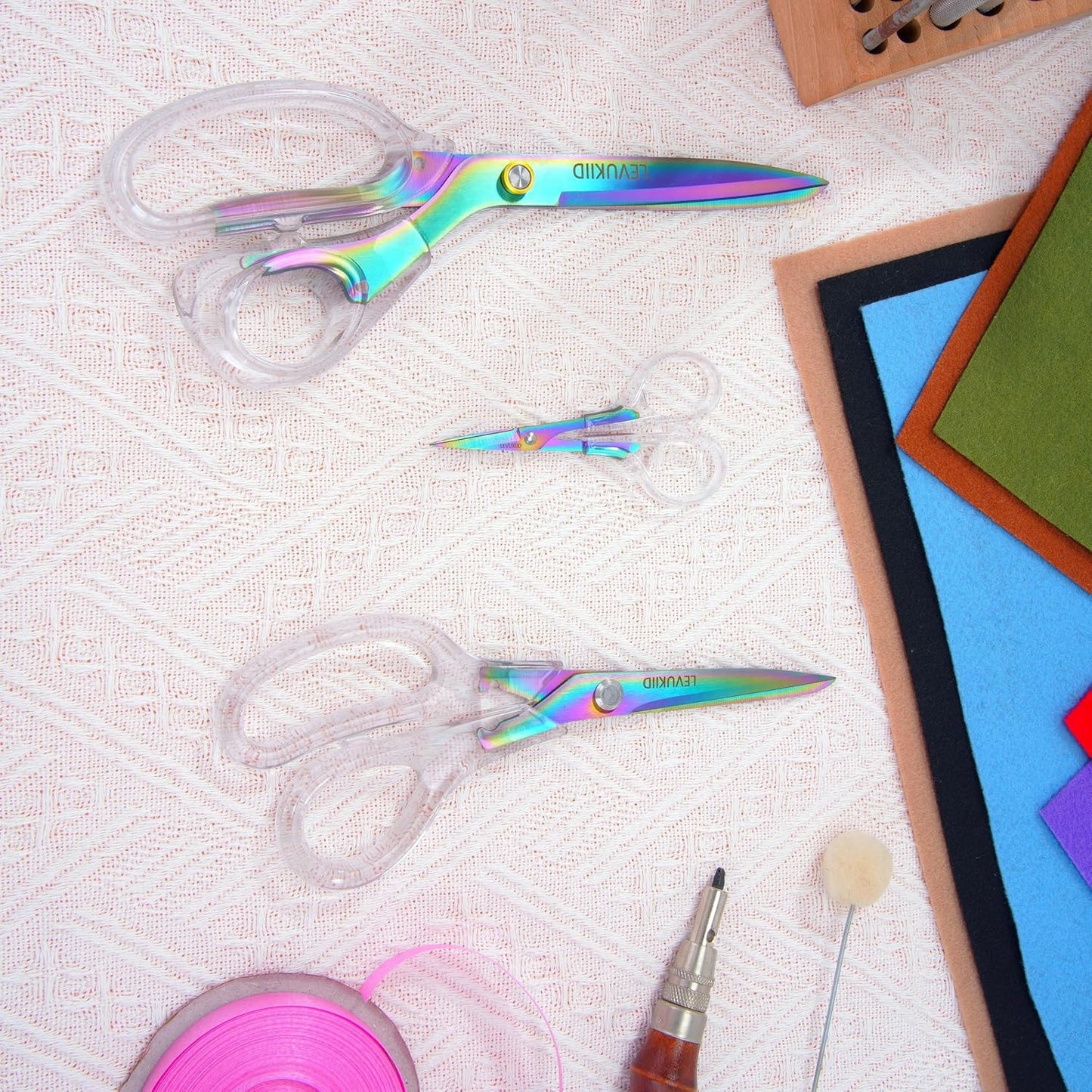 9 Inch All Purpose Scissors for Adults - Ins Style Clear Handle, 2Cr13 Stainless Steel Sharp Blade - Ideal for Fabric Crafts, Tailor's Shears - All-Purpose Fabric Scissors, Crafting & Office