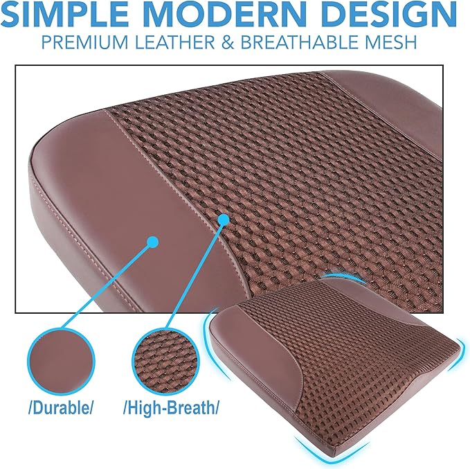 Car Seat Cushion, Comfortable Memory Foam Seat Pillow for Driving, Sciatica-Back Pain Relief, Cushion for Car-Truck, Office, Wheelchair - Brown