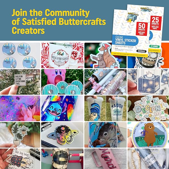 Clear Printable Vinyl for Inkjet Printer (Clear Sticker Paper | Waterproof | 50 Sheets) - Transparent Inkjet Printable Vinyl Sticker Paper Avoid Jams for Printers | Transparent Sticker Paper