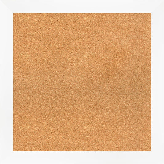 Amanti Art Natural Cork Board for Wall, 25x25 Vision Board with White Frame, Medium Corkboard Office Decor for Home Organization, Modern Corkboard Pinboard to Display Items for Home Organization in
