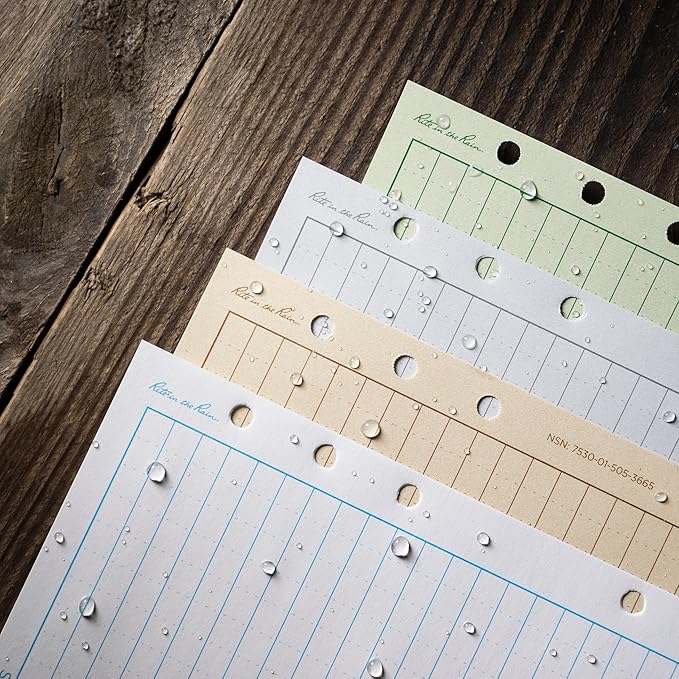 Rite In The Rain All-Weather Loose Leaf Paper, 4 5/8" x 7", 32# Tan, Universal Pattern, 100 Sheet Pack (No. 982T), 7 x 4.625 x 0.625