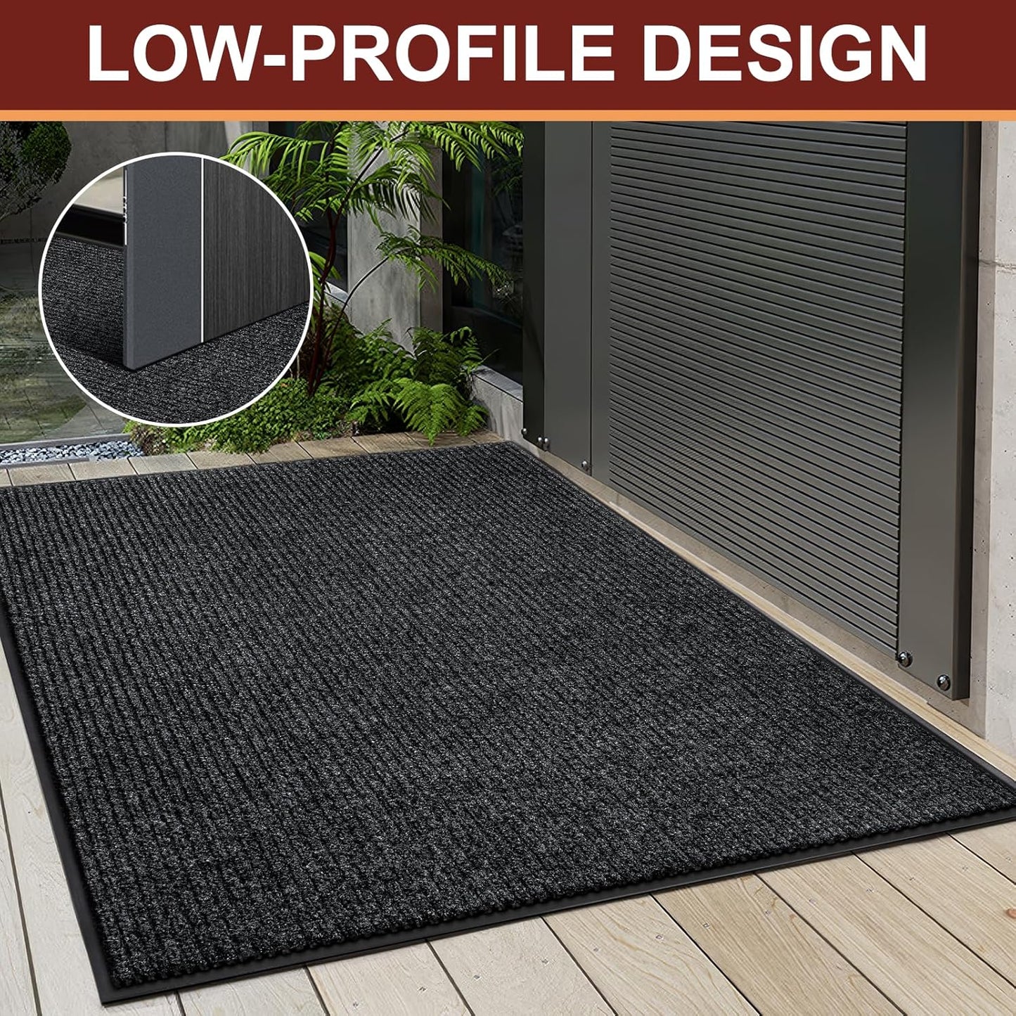 Vicwe Indoor Outdoor Door Mat, 2'x6' Heavy Duty Front Door Mat, Non-Slip Washable Doormats Entrance Mats, Dirt Resistant and Absorbent Doormat, Commercial Outdoor Entrance Floor Mat for Home Office