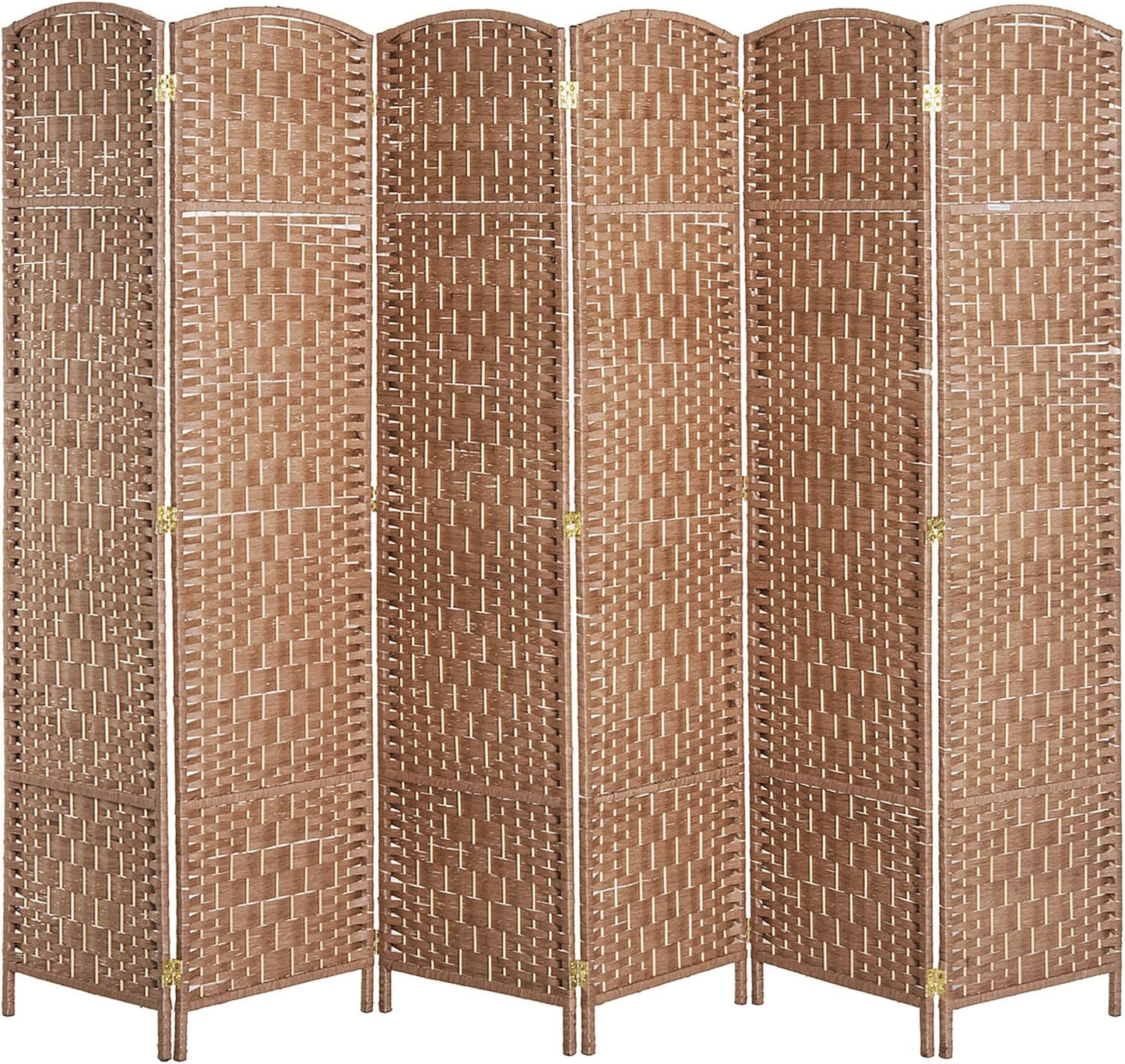 NicBex Room Divider 6 Panel Room Dividers with Woven Rattan Design Partition Room Dividers and Folding Privacy Screens 6 FT Wall Divider for Office,Room Separation,106.25"W x 0.75"D x 70.75"H, Natural