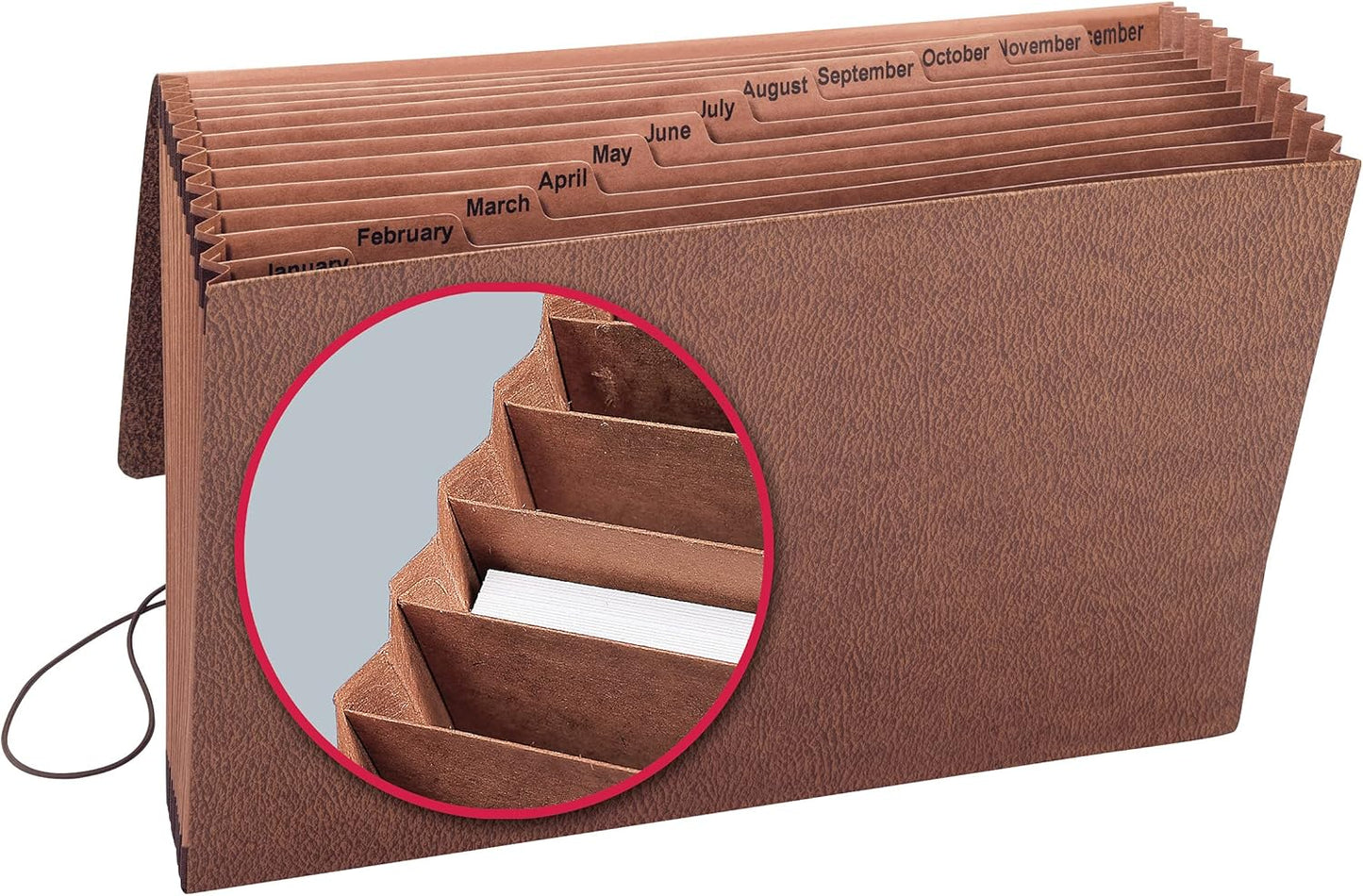 Smead TUFF Expanding File, 12 Pockets, Monthly (Jan.-Dec.), Flap and Cord Closure, Legal Size, Redrope (70390)