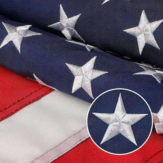 American Flag 2.5x4 Ft Embroidered Stars, Sewn Stripes, Brass Grommets US Flag Decorations, Outdoors Indoors USA Flags Polyester 2.5 x 4 Foot