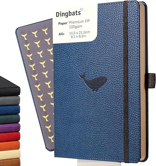 Dingbats* Wildlife Lined Writing Journal Notebook A5 - Vegan Leather Hardcover - Ideal for Work, Travel - Pocket, Elastic Closure, & Bookmark