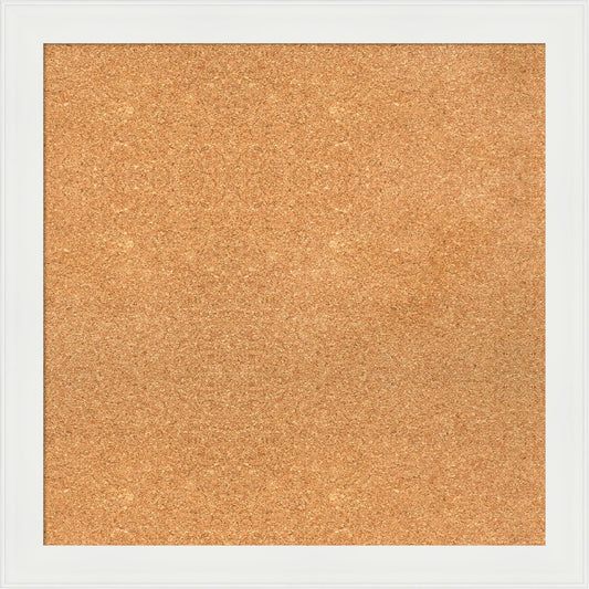 Amanti Art Natural Cork Board for Wall, 27x27 Vision Board with White Frame, Medium Corkboard Office Decor for Home Organization, Casual Corkboard Pinboard to Display Items for Home Organization in