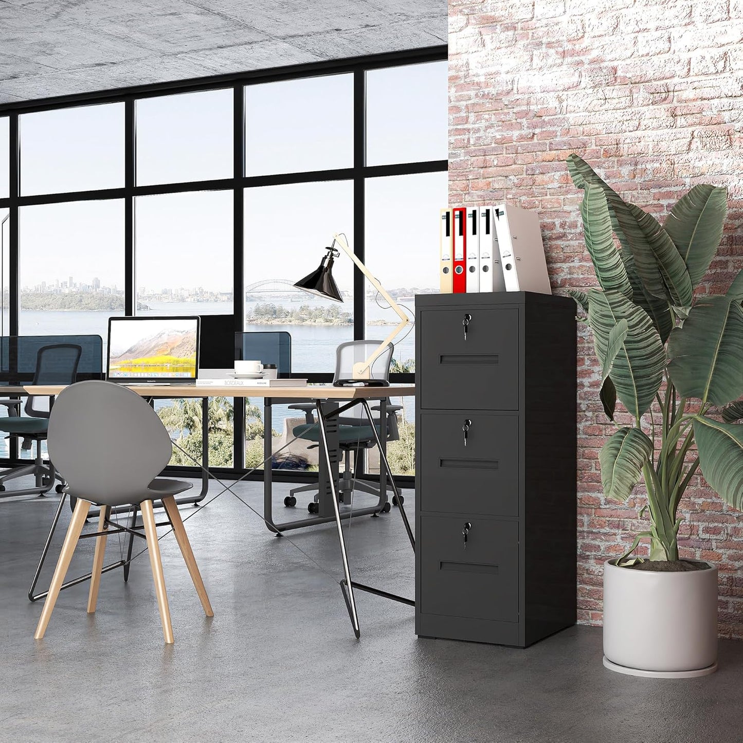 3 Drawer Metal File Cabinet with 3 Unique Locks Heavy Duty Locking File Cabinets Home Office Steel Filing Cabinet Vertical File Cabinets for Legal/Letter Size File,Assembly Required