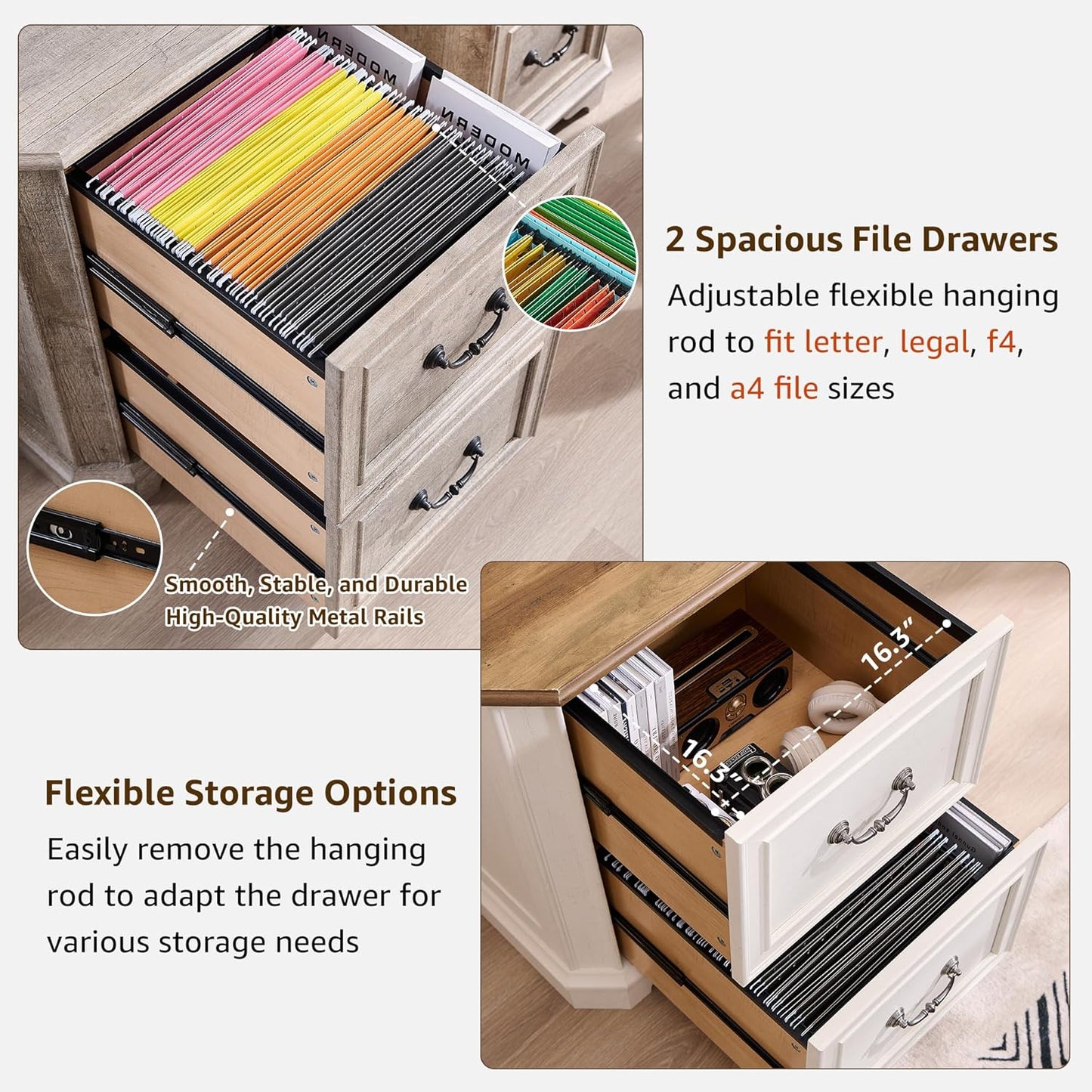 T4TREAM 6-Tier Bookcase with 2 File Drawers, 72" Tall Farmhouse Bookshelf with Storage & Adjustable Shelves, Wooden Floor Standing Display Book Shelf Organizer for Home Office, Light Rustic Oak