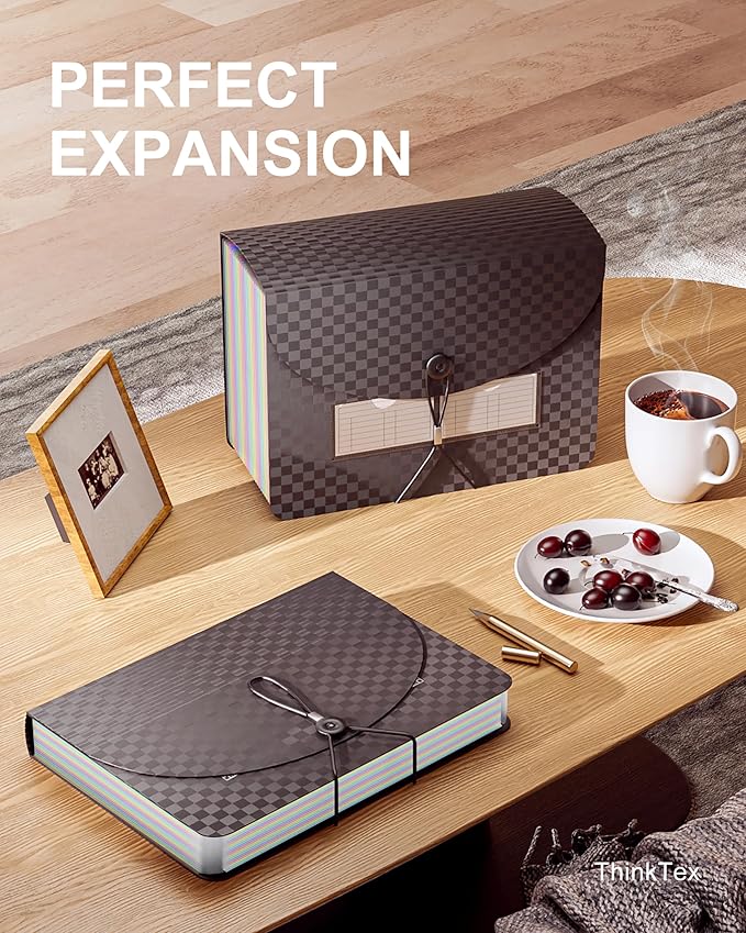 ThinkTex Accordion File Organizer, 26 Pockets Expanding File Folders, Monthly Bill Receipt Documents Organizer, A-Z Colorful Tabs, Letter/A4 Size