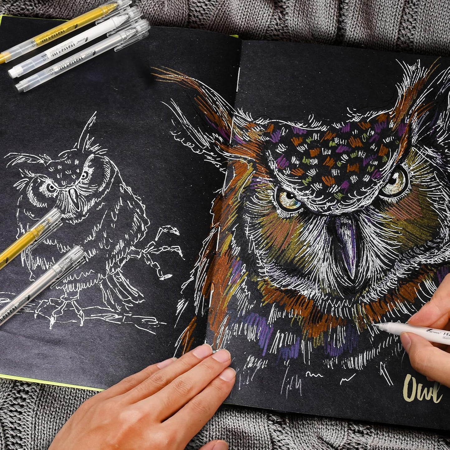 3 Colors Gel Pen Set – White, Gold & Silver 1.0mm Fine Point Gel Ink Pens for Artists, Black Paper Drawing, Bullet Journaling & Holiday Crafts – Opaque Archival Ink, 3-Pack