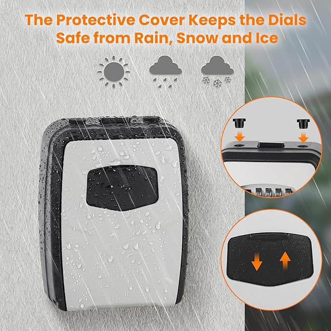 Portable Key Lock Box, Lock Box Wall Mounted for House Key, Car Keys, 6 Key Capacity, Weatherproof Resettable Code (2 Pack, Grey)