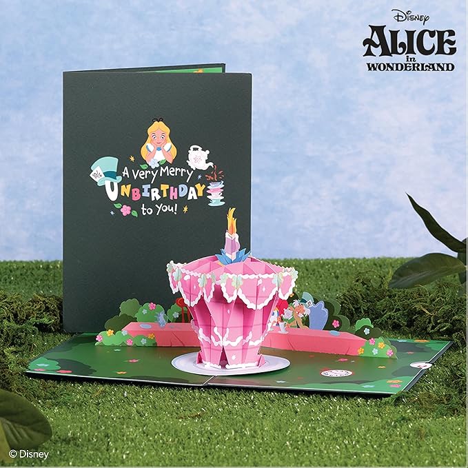 Lovepop Happy Birthday Pop-Up Card for Her and Him- 3D Disney Birthday Greeting Cards for Boys, Girls, Men, Women - Merry Unbirthday - 5" x 7" Alice in Wonderland - Blank Note Card & Envelope Included