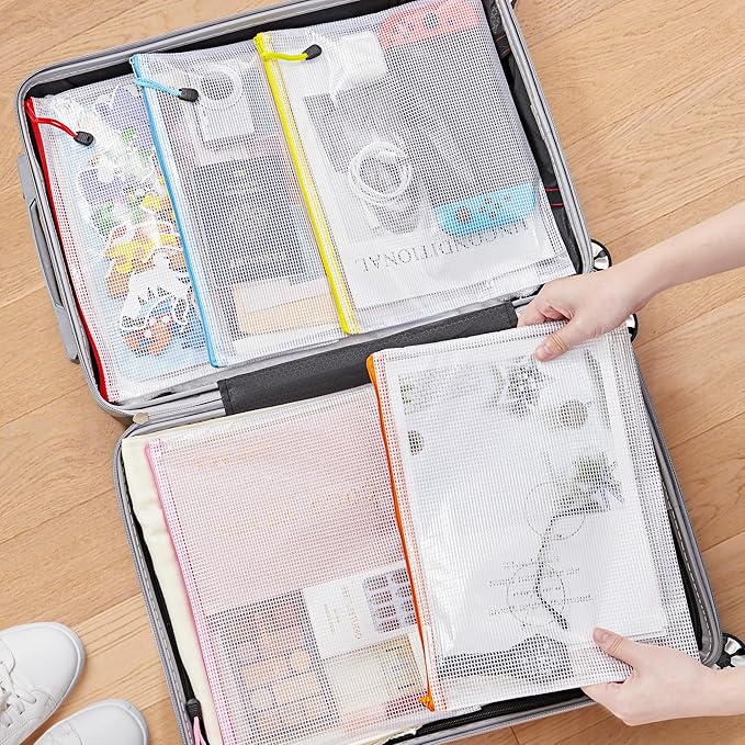 JARLINK 36 Pack 10 Colors Zipper Mesh Document Pouch, A4 Letter Size Mesh Bags for Board Games & Puzzles, Waterproof Document Zipper Pouches for Office School Supplies, Toys, Cosmetics Travel Storage