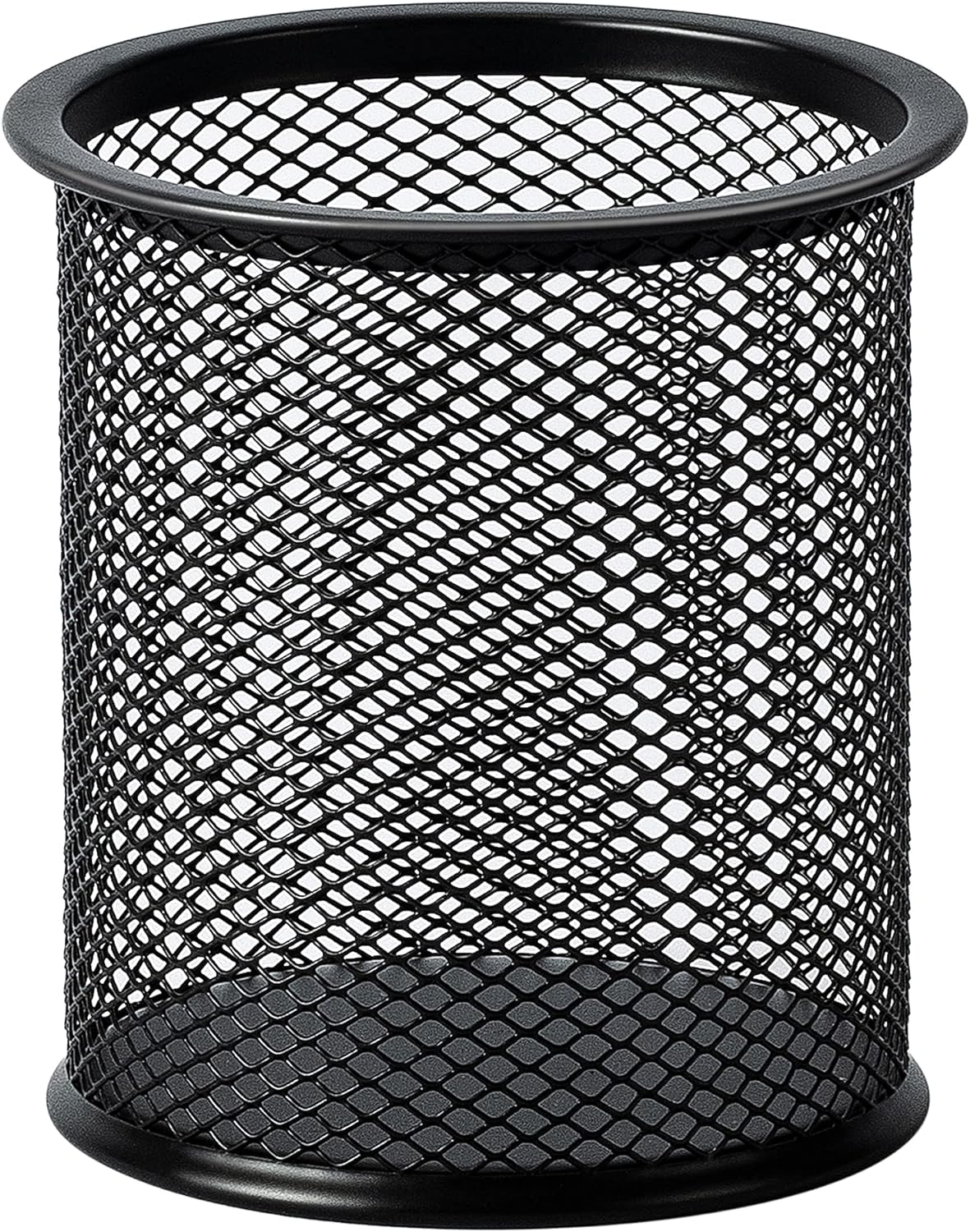 Amazon Basics Wire Mesh Pen Cup, Office Caddy Storage, Black, ‎3.7" x 3.3"