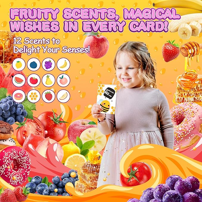 36PACK Greeting Cards,Scratch and Sniff Assorted Greeting Cards for Kids School, 12 Designs with Envelopes & Stickers for Boys & Girls Classroom Activities, Birthdays, Children's Day, Party