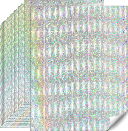 Holographic Cardstock Paper 8.5x11, Glitter Shiny Iridescent Mirror Paper, Foil Metallic Paper for Crafts, Scrapbook, Birthday, Card Making, Party Decors (Pixel Silver, 250Gsm, 20 Sheets)