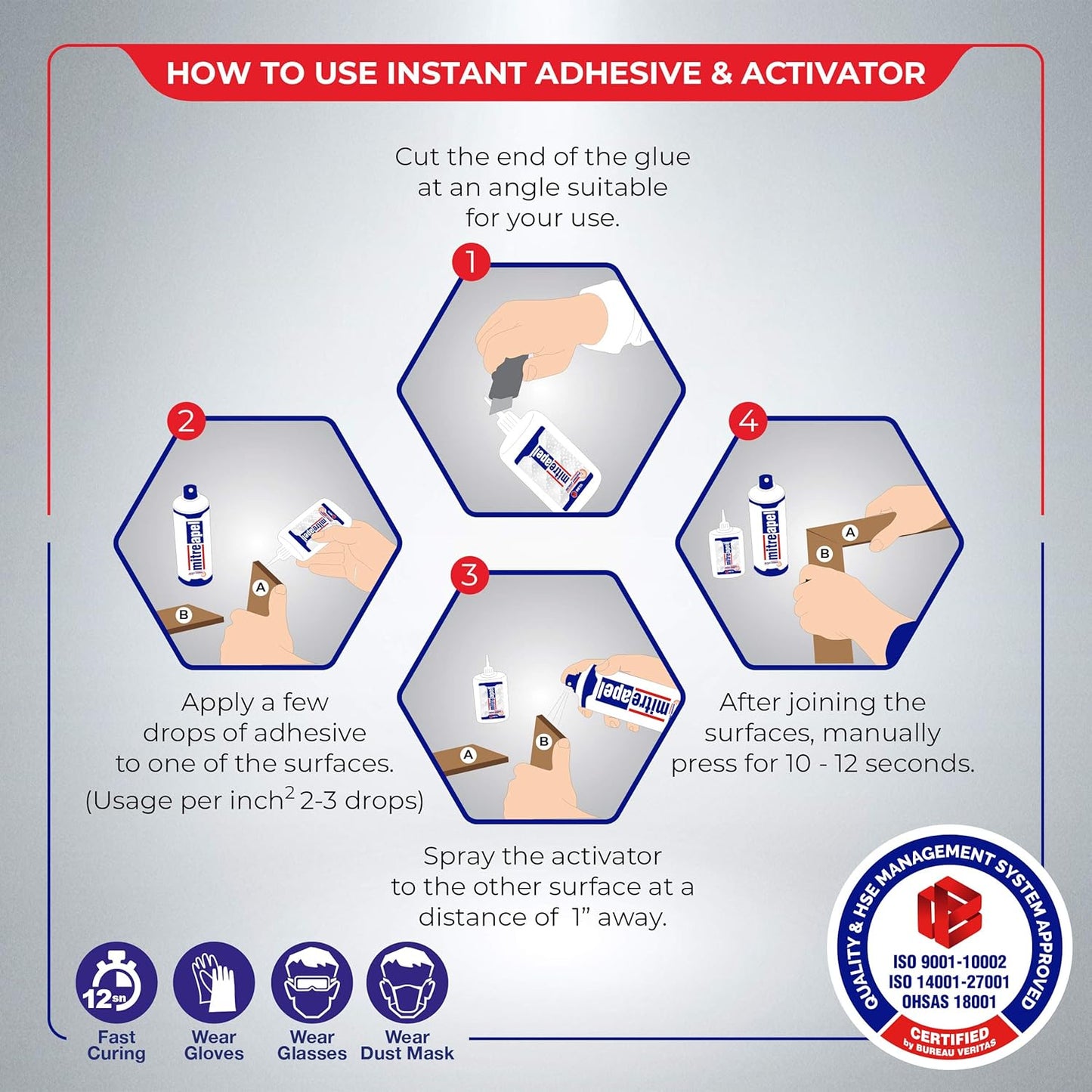 MITREAPEL Ca Glue with Activator (2 x 1.7oz - 2 x 6.7 floz), Cyanoacrylate Super Glue for Plastic, Glass, Leather, Ceramic, Woodworking, DIY, 3D Printing with Microtips - 2 Pack