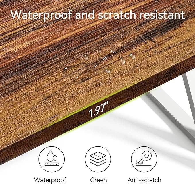 LITTLE TREE 55 Inch Large Simple Industrial Computer Desk Study Writing Table Home Office Workstation,Brown