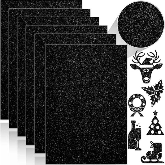 24 Sheets Black Glitter Cardstock Paper, A4 Premium Sparkly Paper for Scrapbook, DIY Projects, Party Decoration, Gift Box Wrapping 250GSM/92lb
