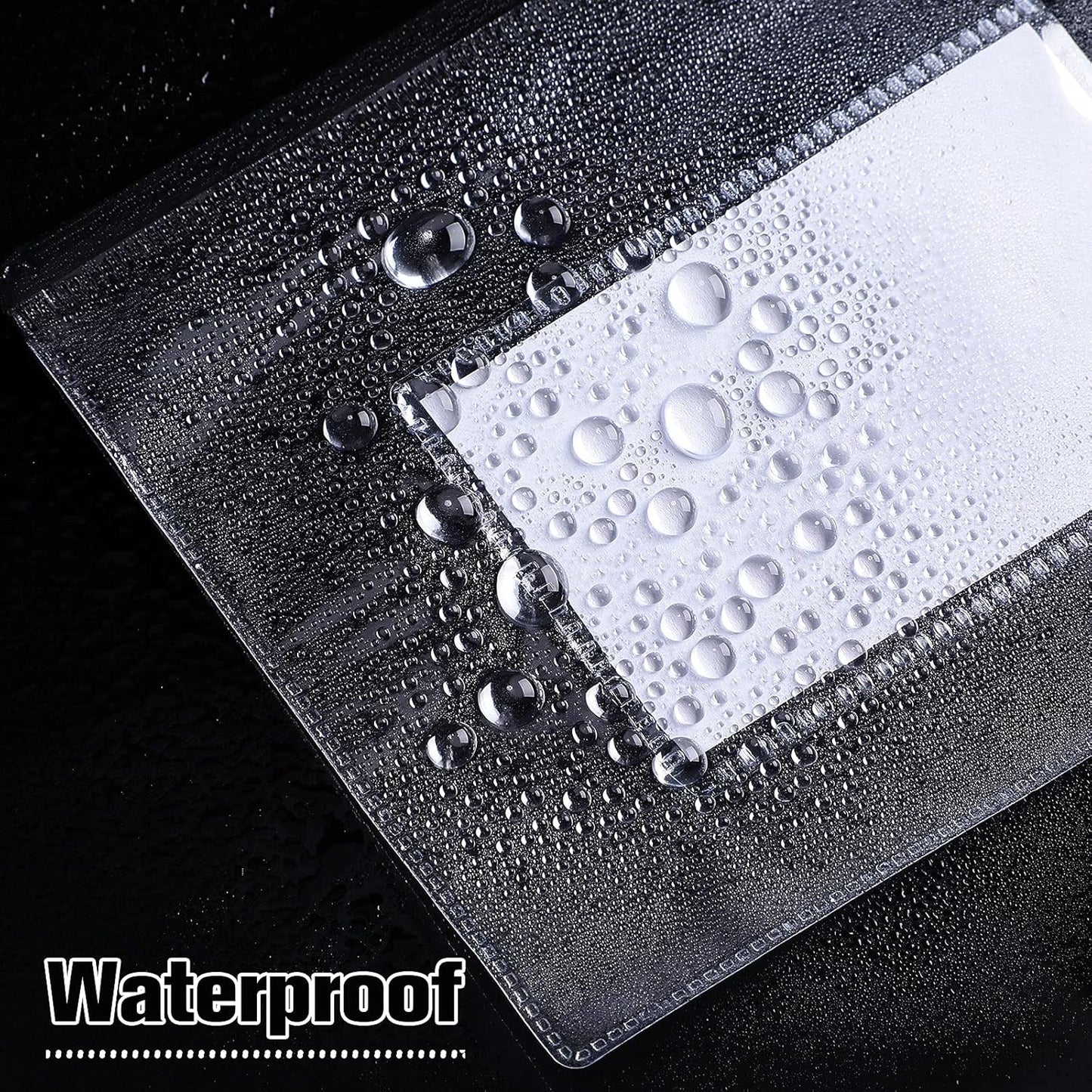 Marspark 100 Pieces Clear Pencil Case Zipper Envelope Bulk with Label Pocket Clear Plastic Envelopes with Zippered, A6 Pencil Bags for Cash, School Office Supplies, 9.2 x 4.7 Inches(Black)