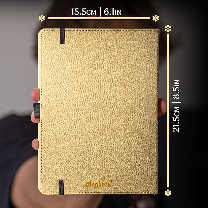 Dingbats* Wildlife Dotted Writing Journal Notebook A5 - Vegan Leather Hardcover - Ideal for Work, Travel - Pocket, Elastic Closure, & Bookmark