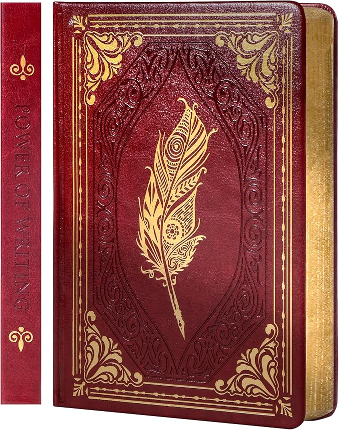 CAGIE 320 Pages Thick Hardcover Journaling Notebooks Vintage Leather Journal for Women Men A5 College Ruled Journals for Writing with Gift Box, 5.7 x 8.3 in, Red