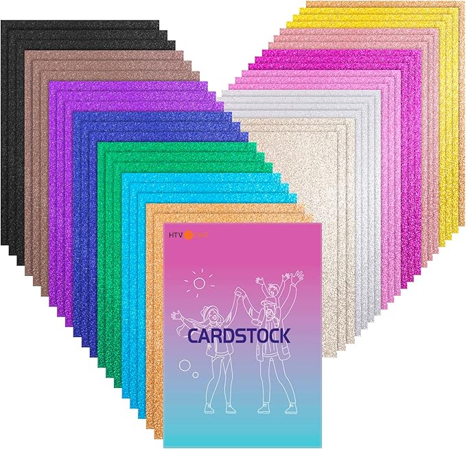 40 Sheets 300GSM HTVRONT Glitter Cardstock Paper - 13 Colors Glitter Card Stock, 110lb Cover A4 Thick Glitter Cards for Craft, Birthday, Scrapbook, Wedding, Sparkly Paper, Card Making