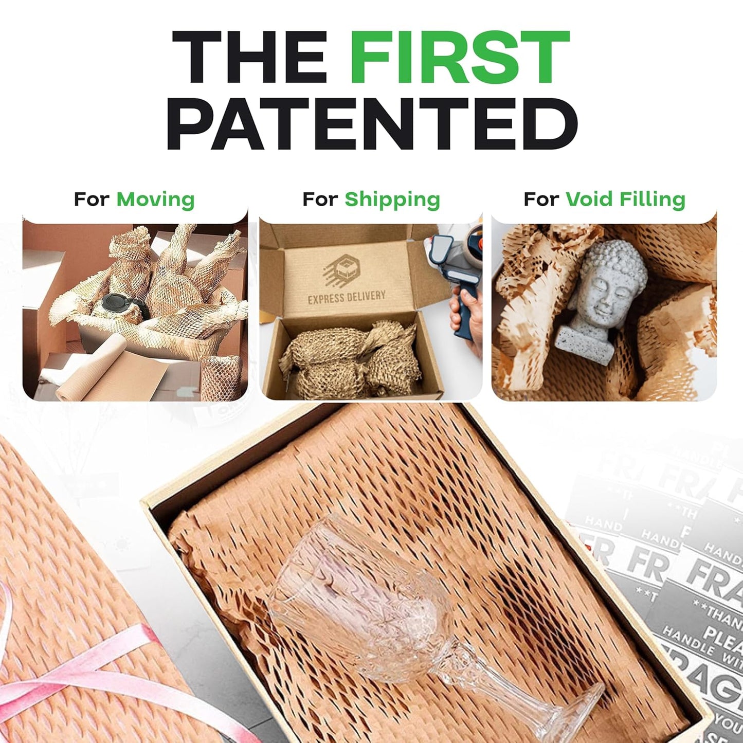 IDL Packaging 15.25" x 22" Honeycomb Kraft Packing Paper Sheets (Pack of 500), Brown – USA-Made Eco-Friendly Bubble Wrap Alternative for Shipping, Moving, Storage - Innovative Interlocking Slit Design