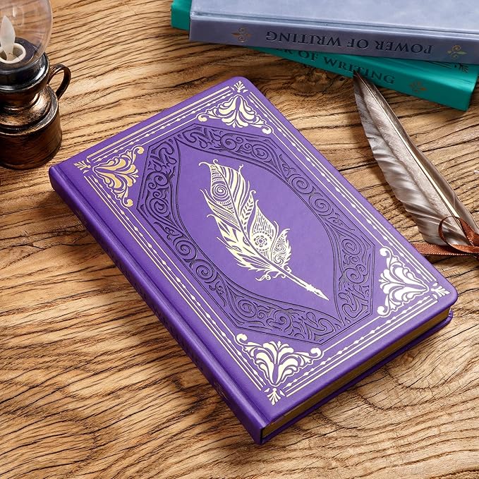 CAGIE 320 Pages Thick Hardcover Journaling Notebooks Vintage Leather Journal for Women Men A5 College Ruled Journals for Writing with Gift Box, 5.7 x 8.3 in, Purple