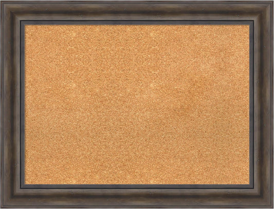 Amanti Art Natural Cork Board for Wall, 25x33 Vision Board with Brown Wood Frame, Medium Corkboard Office Decor for Home Organization, Rustic Farmhouse Corkboard Pinboard to display items for home