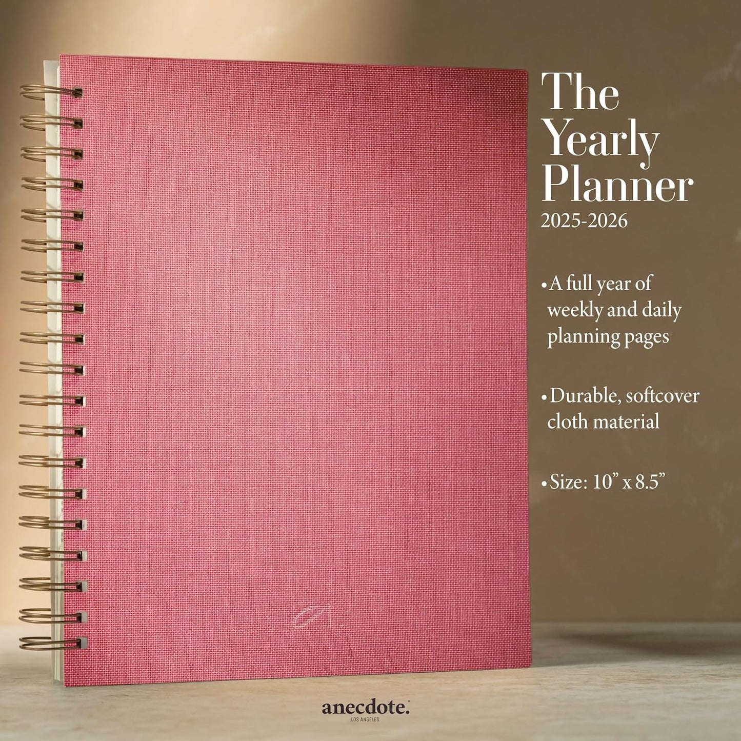 Anecdote Planner 2025 (8.5" x 10") Spiral Yearly Planner - 2025 Planner Weekly and Daily - Features a Library Buckram Cover, Brass and A4 Size Bleed-Resistant Paper - Organize All 52 Weeks. Start Anytime – Blossom