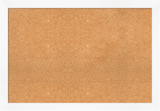Amanti Art Natural Cork Board for Wall, 27x39 Vision Board with White Frame, Large Corkboard Office Decor for Home Organization, Modern Corkboard Pinboard to Display Items for Home Organization in