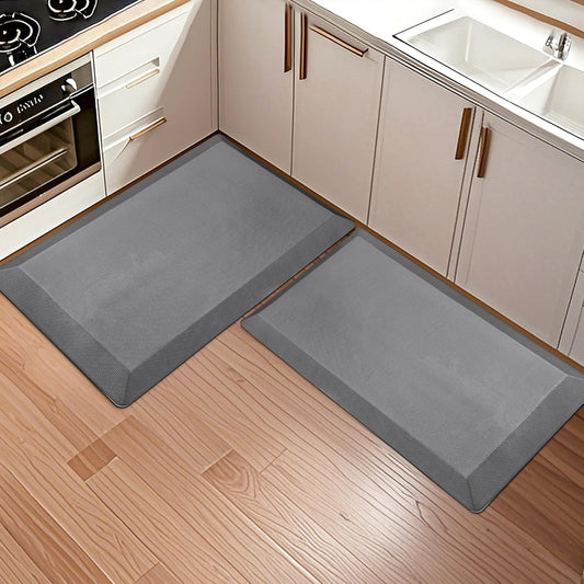 2 PCS Anti Fatigue Kitchen Mats for Floor, Grey 9/10 Extra Thick Cushioned Standing Desk Mat, Comfort Memory Foam Ergonomic Rugs and Mats Non-Slip Waterproof for Office, Kitchen, 20"x32"+20"x32"