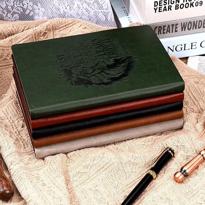 Leather Journal for Men Soft Cover 256 Pages Lined Journals for Writing A5 Lion Journaling Notebooks Vintage Inspirational Diary, 5.7" x 8.3", Green
