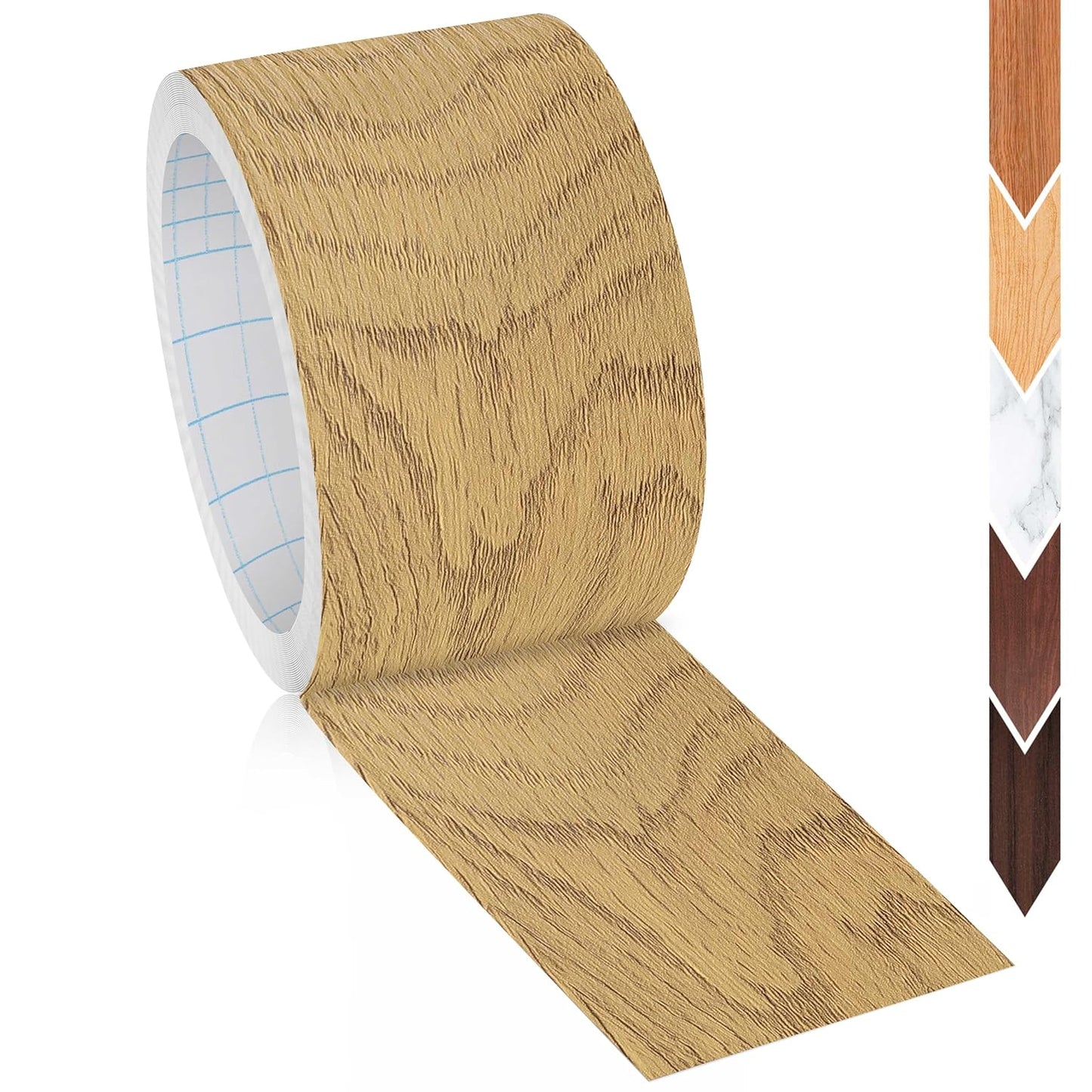 GSCIT Club Oak Wood Tape, 2.4 inch X 15ft Self Adhesive Wood Grain Tape Repair Patch for Tables, Chairs, Baseboards, Doors, Windows, Floors, Handicraft DIY.