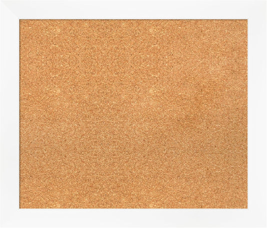 Amanti Art Natural Cork Board for Wall, 23x27 Vision Board with White Frame, Medium Corkboard Office Decor for Home Organization, Modern Corkboard Pinboard to Display Items for Home Organization in