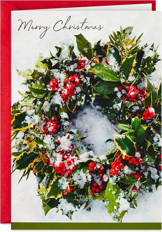 Hallmark Boxed Christmas Cards, Snowy Wreath (40 Cards and Envelopes)