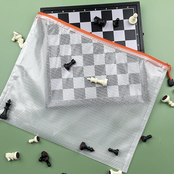 Oaimyy-11 x 14"-18 Pcs-Plastic Mesh Zipper Pouch Document Folders Bag Zip File Bags for Office Supplies,Home,Travel Storages,Puzzle Board Games Storage- (Multicolor)