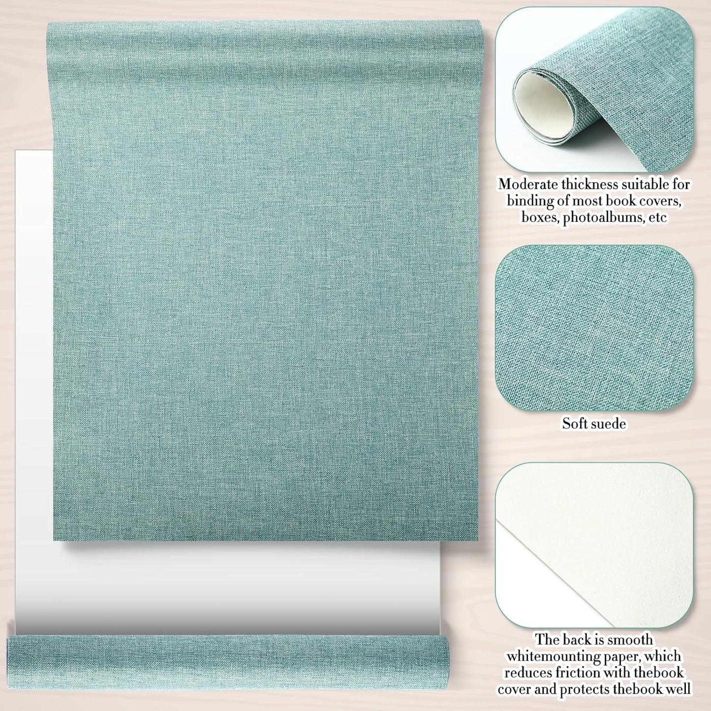 4 Pcs Book Cloth Bookcover Fabric Surface with Paper Backed Binding Cloth Fabric Book Cover for Scrapbooking Album DIY Craft Supplies Home, 4 Colors(Cool Color,14 x 10 Inches)